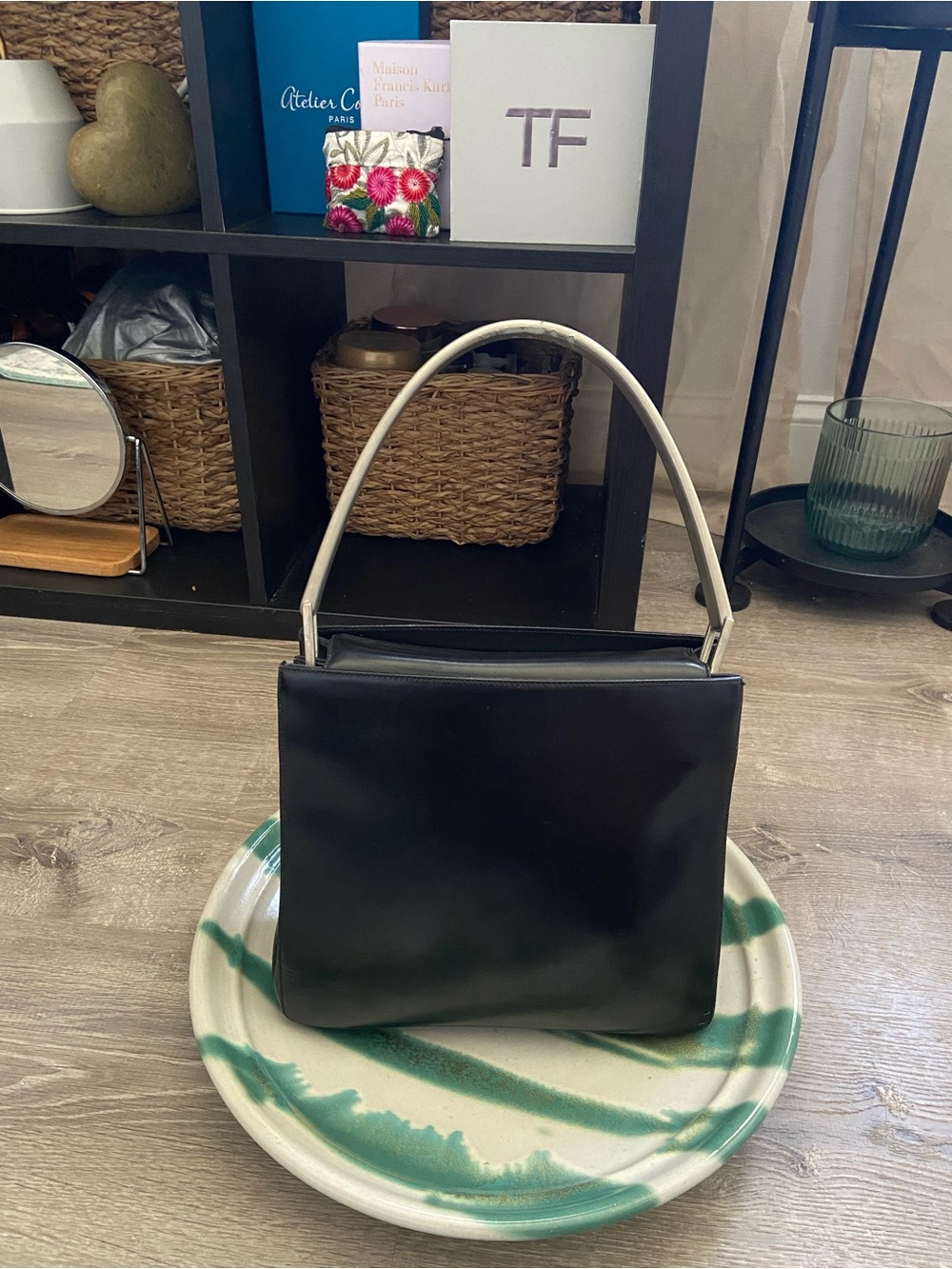 Vintage Prada Vitello Calfskin Silver Handle Bag